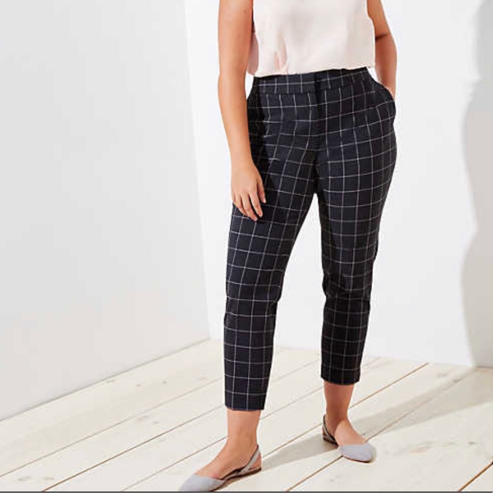 NWT LOFT size 16 grey & lavender Marisa slacks